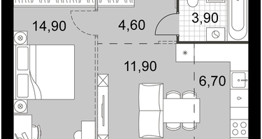 2-к. квартира, 42&nbsp;м²