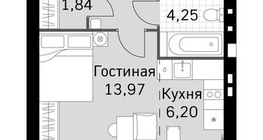 1-к. квартира, 28&nbsp;м²