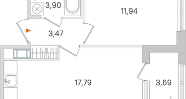 1-к. квартира, 38&nbsp;м²