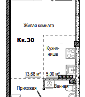 1-к. квартира, 27&nbsp;м²