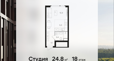 Студия, 24&nbsp;м²