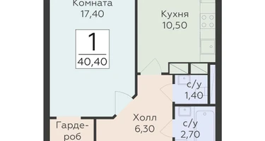 1-к. квартира, 40&nbsp;м²