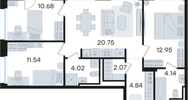 3-к. квартира, 71 м²