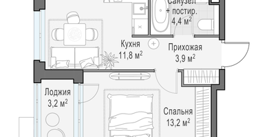 1-к. квартира, 33 м²