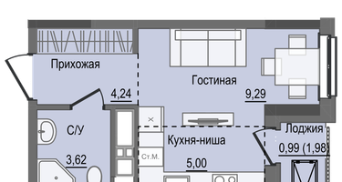 Студия, 23&nbsp;м²