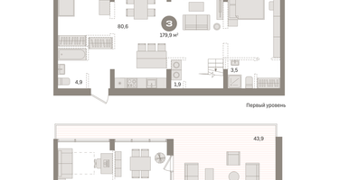 3-к. квартира, 180&nbsp;м²