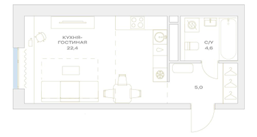 Студия, 32&nbsp;м²