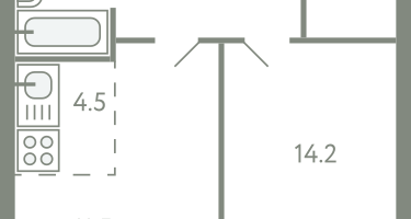 Студия, 42&nbsp;м²