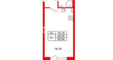 Студия, 24 м²