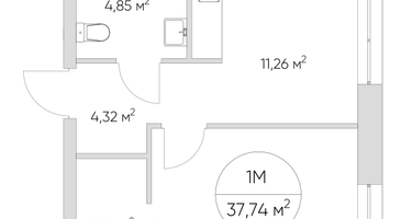 1-к. квартира, 37&nbsp;м²