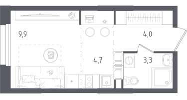 Студия, 21&nbsp;м²