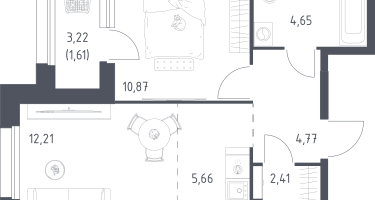 Студия, 42&nbsp;м²