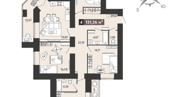 4-к. квартира, 131&nbsp;м²