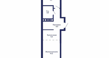 2-к. квартира, 44 м²