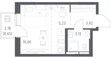 1-к. квартира, 22&nbsp;м²