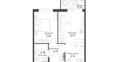 2-к. квартира, 41&nbsp;м²