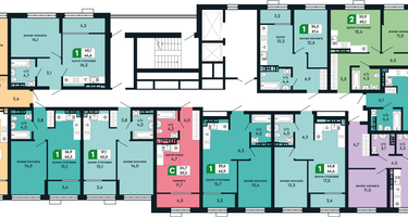 1-к. квартира, 44 м²