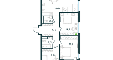 3-к. квартира, 88&nbsp;м²