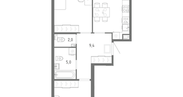 2-к. квартира, 61&nbsp;м²