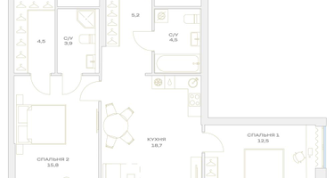 3-к. квартира, 65 м²