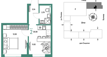 2-к. квартира, 30&nbsp;м²