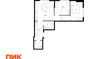 2-к. квартира, 60 м²