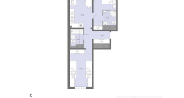 2-к. квартира, 59&nbsp;м²