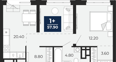 1-к. квартира, 49&nbsp;м²