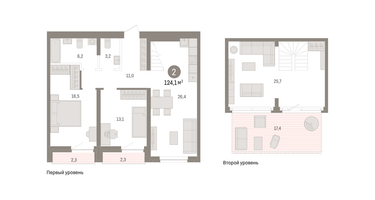 2-к. квартира, 124&nbsp;м²