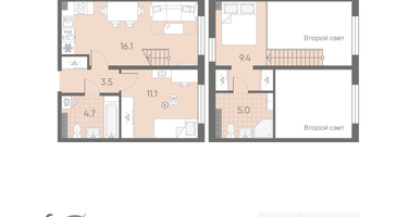 1-к. квартира, 49&nbsp;м²