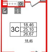 Студия, 25&nbsp;м²