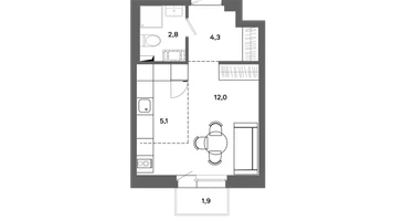 Студия, 24&nbsp;м²