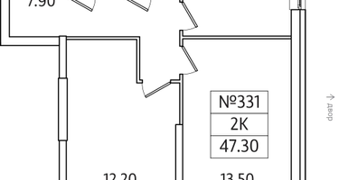 2-к. квартира, 47&nbsp;м²