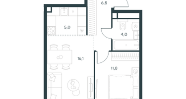 2-к. квартира, 43 м²