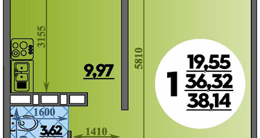 1-к. квартира, 38&nbsp;м²