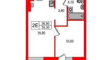 1-к. квартира, 36&nbsp;м²