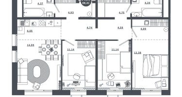 3-к. квартира, 87&nbsp;м²