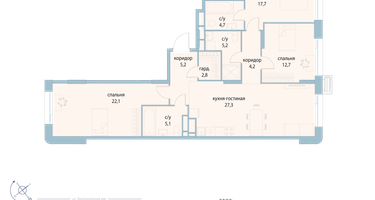 3-к. квартира, 107&nbsp;м²