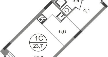 Студия, 23&nbsp;м²