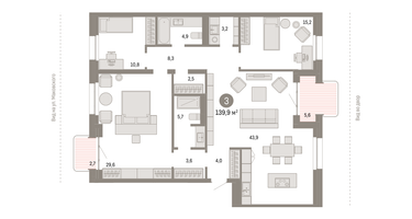 3-к. квартира, 140&nbsp;м²