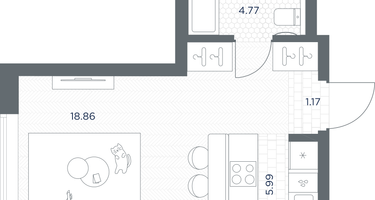 1-к. квартира, 30 м²