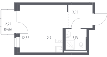 Студия, 22&nbsp;м²
