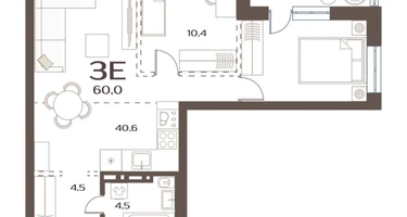 2-к. квартира, 60 м²