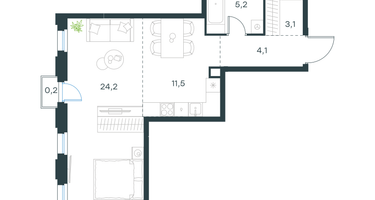 1-к. квартира, 48&nbsp;м²