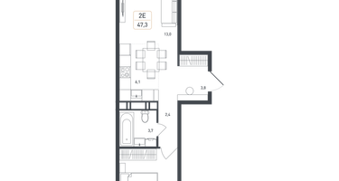 2-к. квартира, 47&nbsp;м²