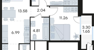 2-к. квартира, 60&nbsp;м²
