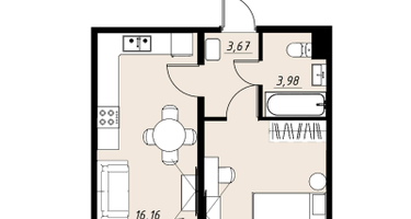 1-к. квартира, 40&nbsp;м²
