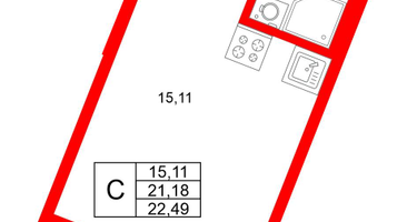 Студия, 21&nbsp;м²