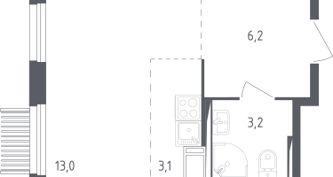 Студия, 25&nbsp;м²