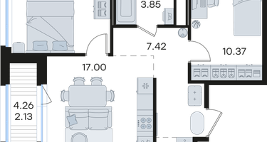 2-к. квартира, 52 м²